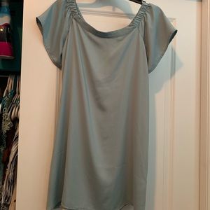 Off the shoulder teal dress